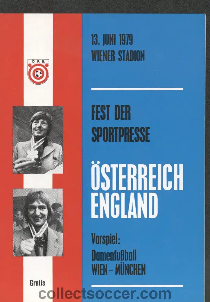1979 Austria v England Official Programme - Collect Soccer