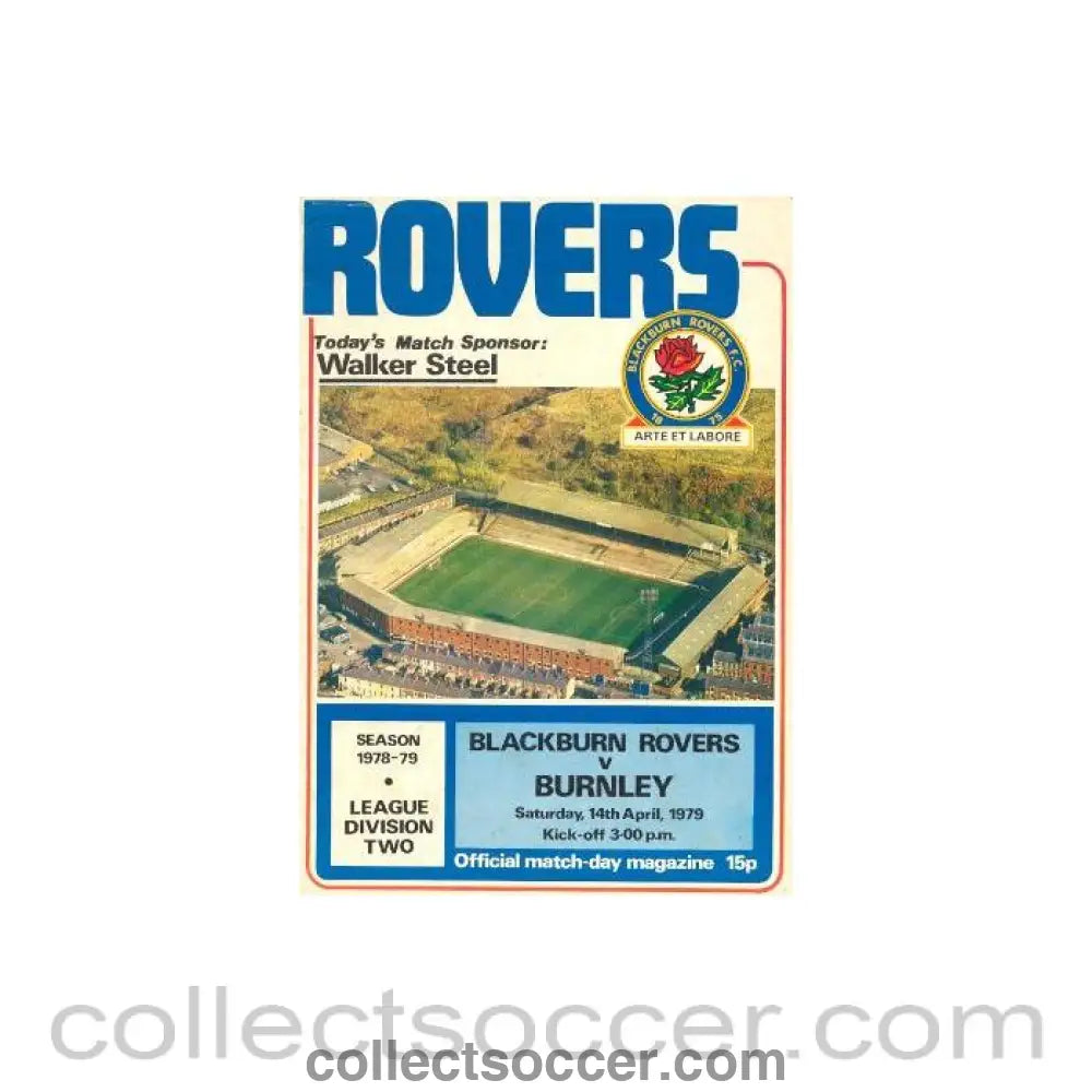 1979 - Blackburn Rovers v Burnley official programme 14/04/1979