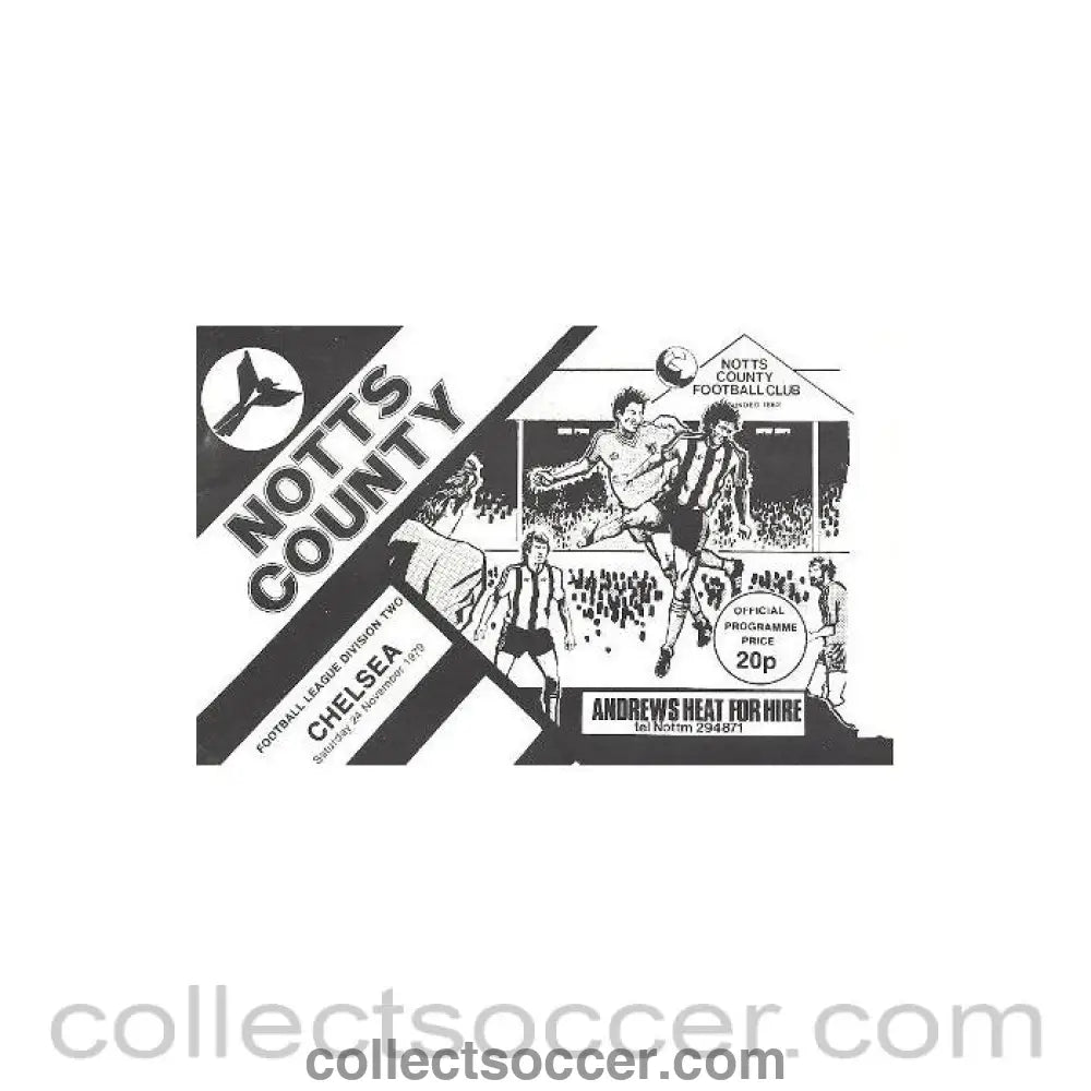 1979 - Notts County v Chelsea football programe 24/11/1979 - Collect Soccer