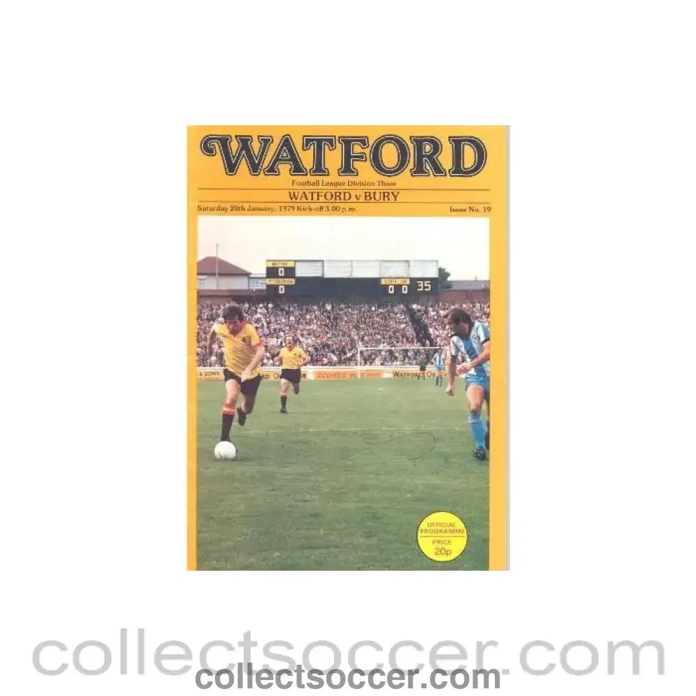 1979 - Watford v Bury official programme 20/01/1979 - Collect Soccer