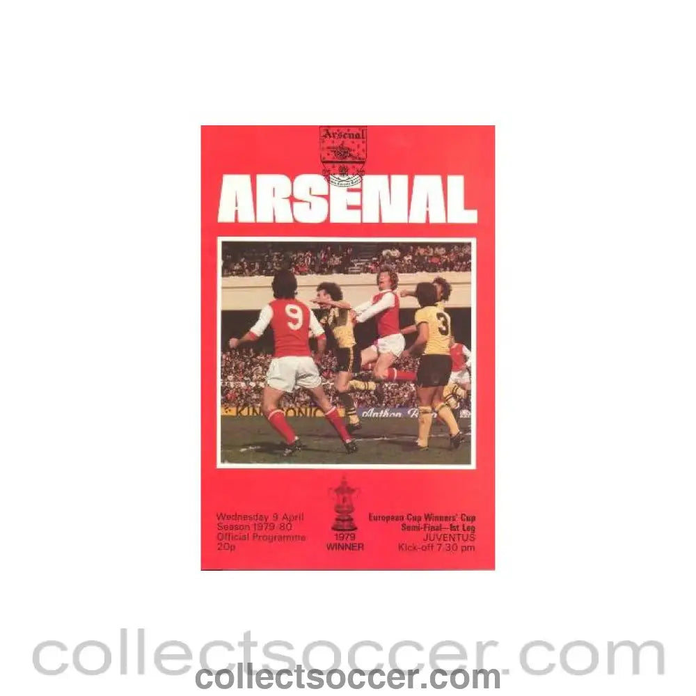 1980 - Arsenal v Juventus official programme 09/04/1980 European Cup Winners Cup Semi-Final