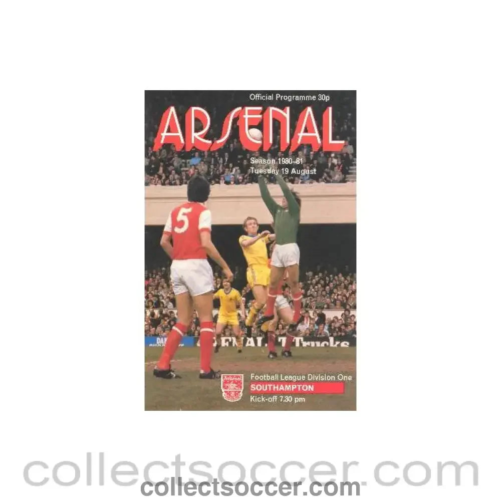 1980 - Arsenal v Southampton official programme 19/08/1980 Football League