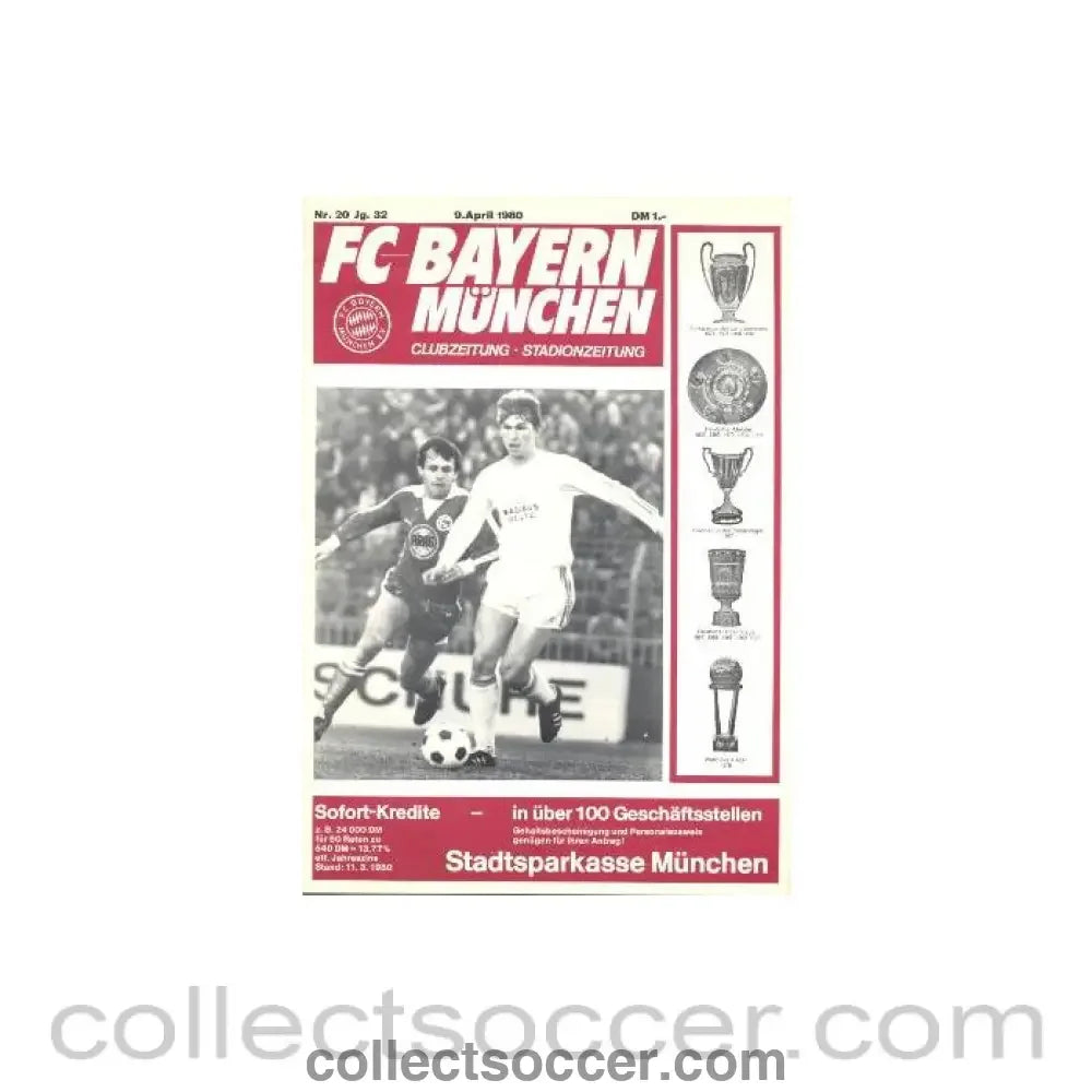 1980 Bayern Munich v Eintracht Frankfurt official programme 09/04/1980 UEFA Cup
