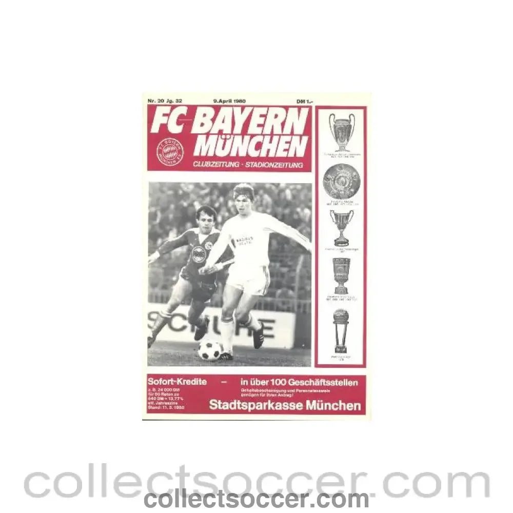 1980 Bayern Munich v Eintracht Frankfurt official programme 09/04/1980 UEFA Cup - Collect Soccer