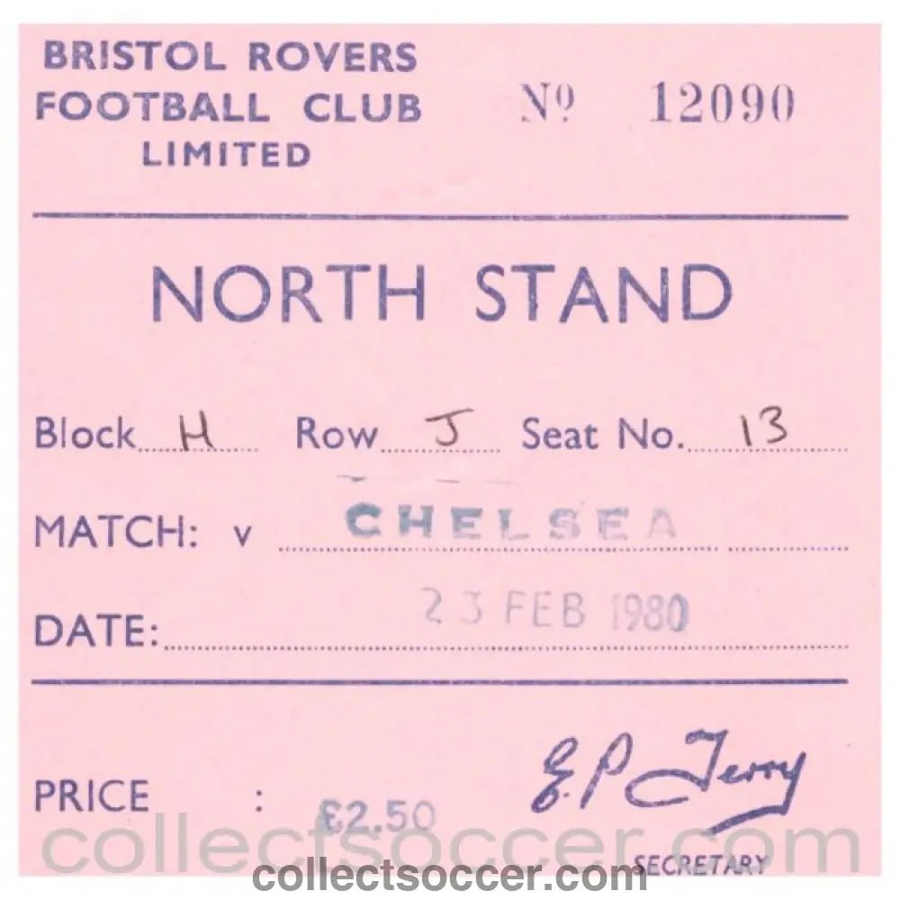 1980 Bristol Rovers v Chelsea football ticket - Collect Soccer