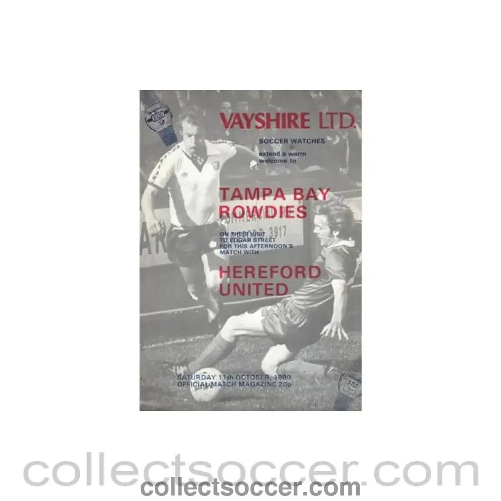 1980 - Hereford United v Tampa Bay official programme 11/10/1980 - Collect Soccer