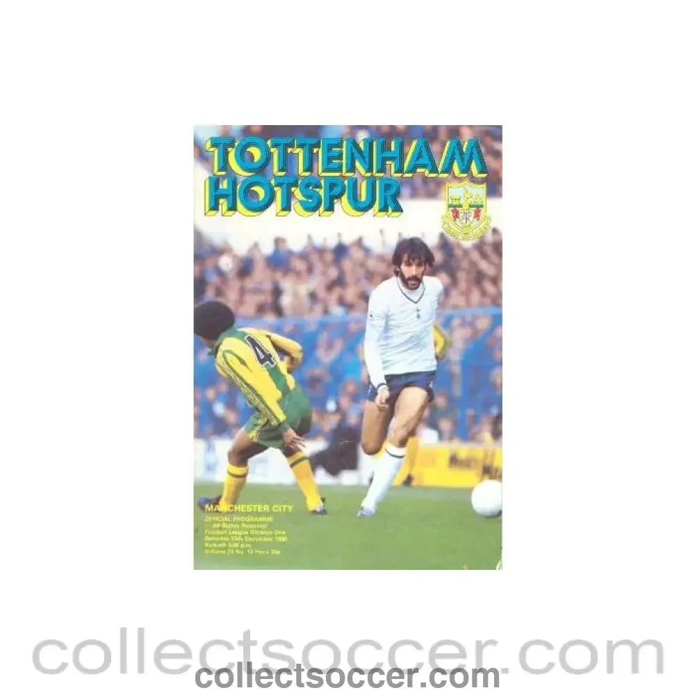 1980 - Tottenham Hotspur v Manchester City official programme 13/12/1980 Football League - Collect Soccer