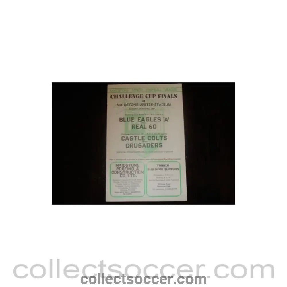 1981 - Blue Eagles 'A' v Real 60 and Castle Colts v Crusaders official programme 12/04/1981 - Collect Soccer