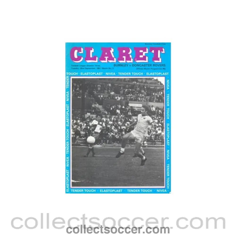 1981 - Burnley v Doncaster Rovers official programme 22/09/1981 Football League - Collect Soccer