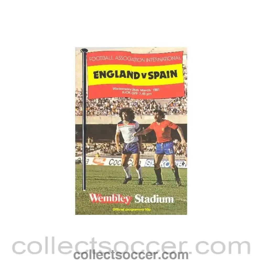 1981 England v Spain official programme 25/03/1981 - Collect Soccer