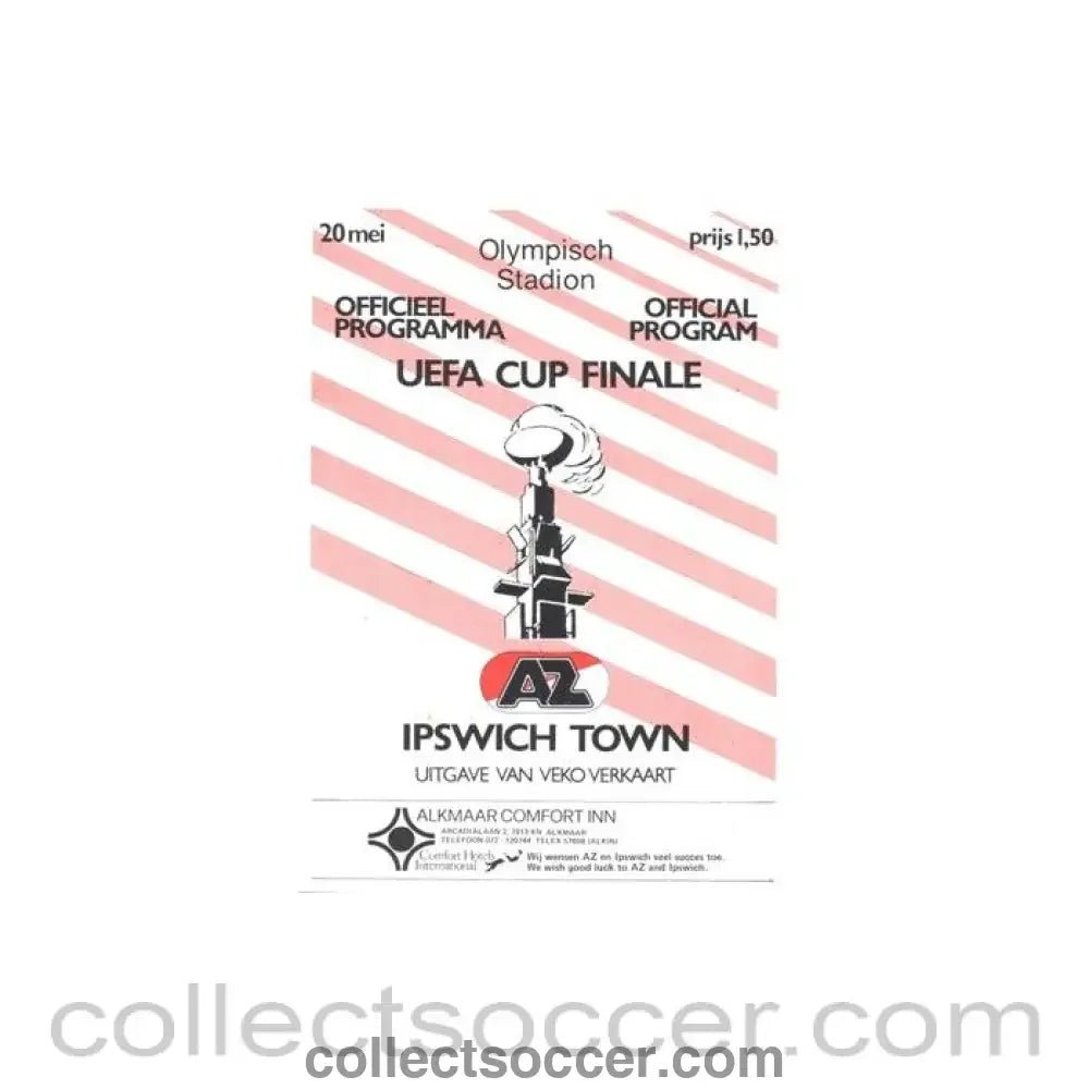1981 UEFA Cup Final Official Programme AZ 67 Alkmaar V Ipswich Town 2nd Leg - Collect Soccer