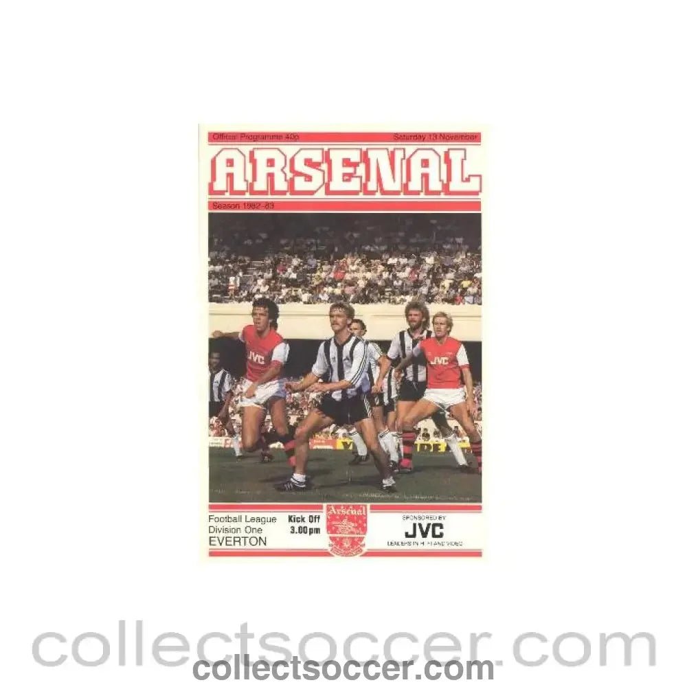 1982 - Arsenal v Everton official programme 13/11/1982 Football League - Collect Soccer