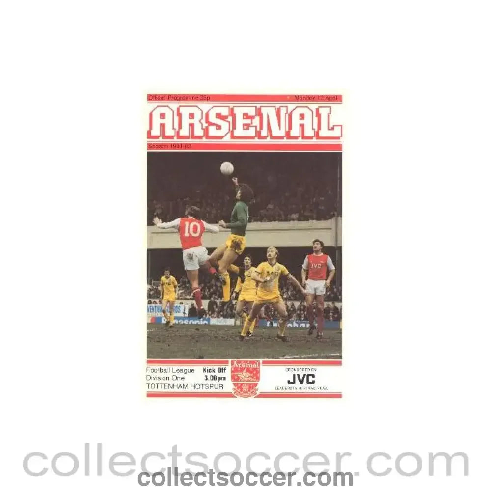 1982 - Arsenal v Tottenham Hotspur official programme 12/04/1982 Football League