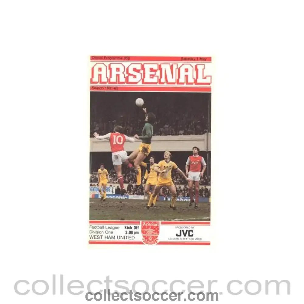 1982 - Arsenal v West Ham United official programme 01/05/1982 Football League - Collect Soccer