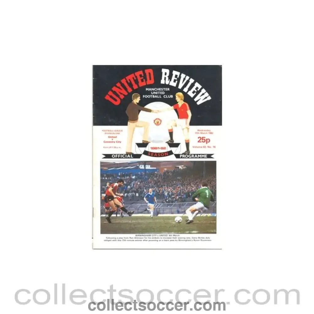 1982 - Manchester United v Coventry City official programme 17/03/1982 - Collect Soccer