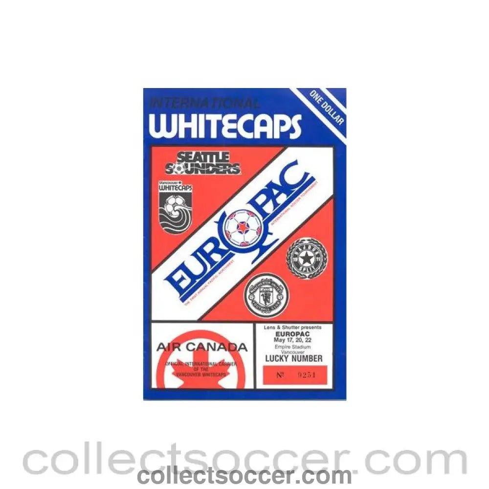 1982 - Whitecaps, Canada - Manchester United, Hajduk, Split, Croatia and Seattle Sounders official programme 1982, different version - Collect Soccer