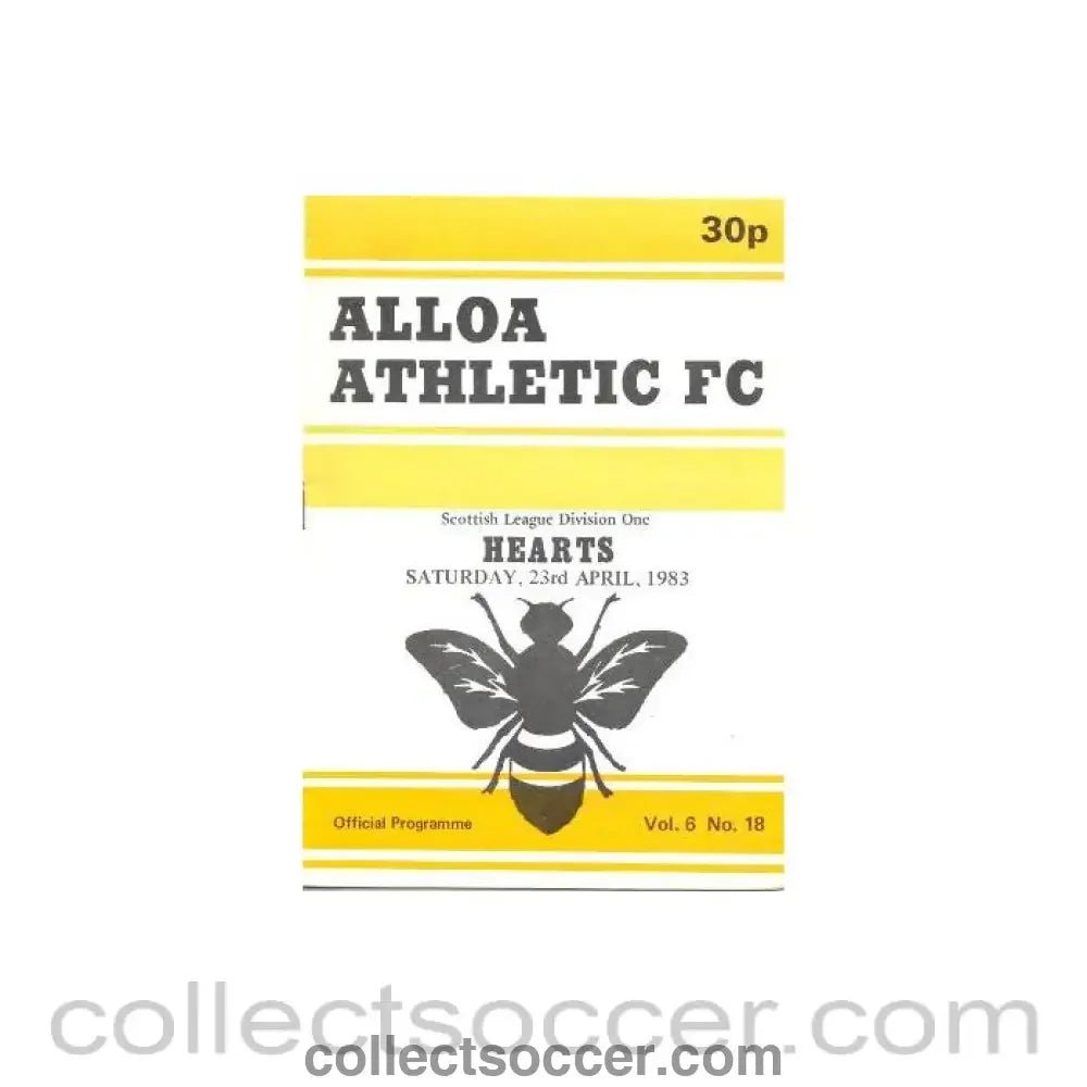 1983 - Alloa Athletic v Heart of Midlothian official programme 23/04/1983 - Collect Soccer