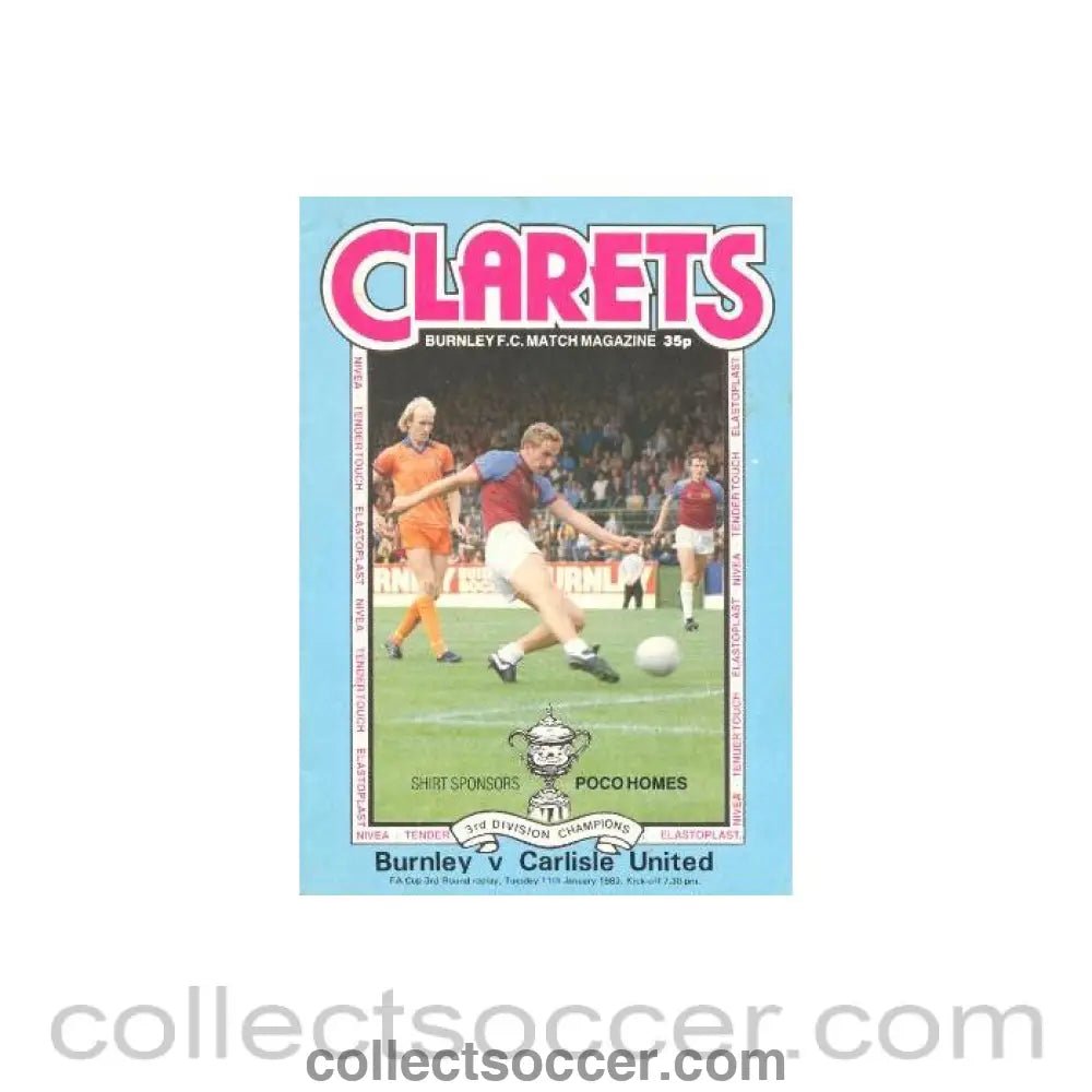 1983 - Burnley v Carlisle United official programme 11/01/1983 - Collect Soccer