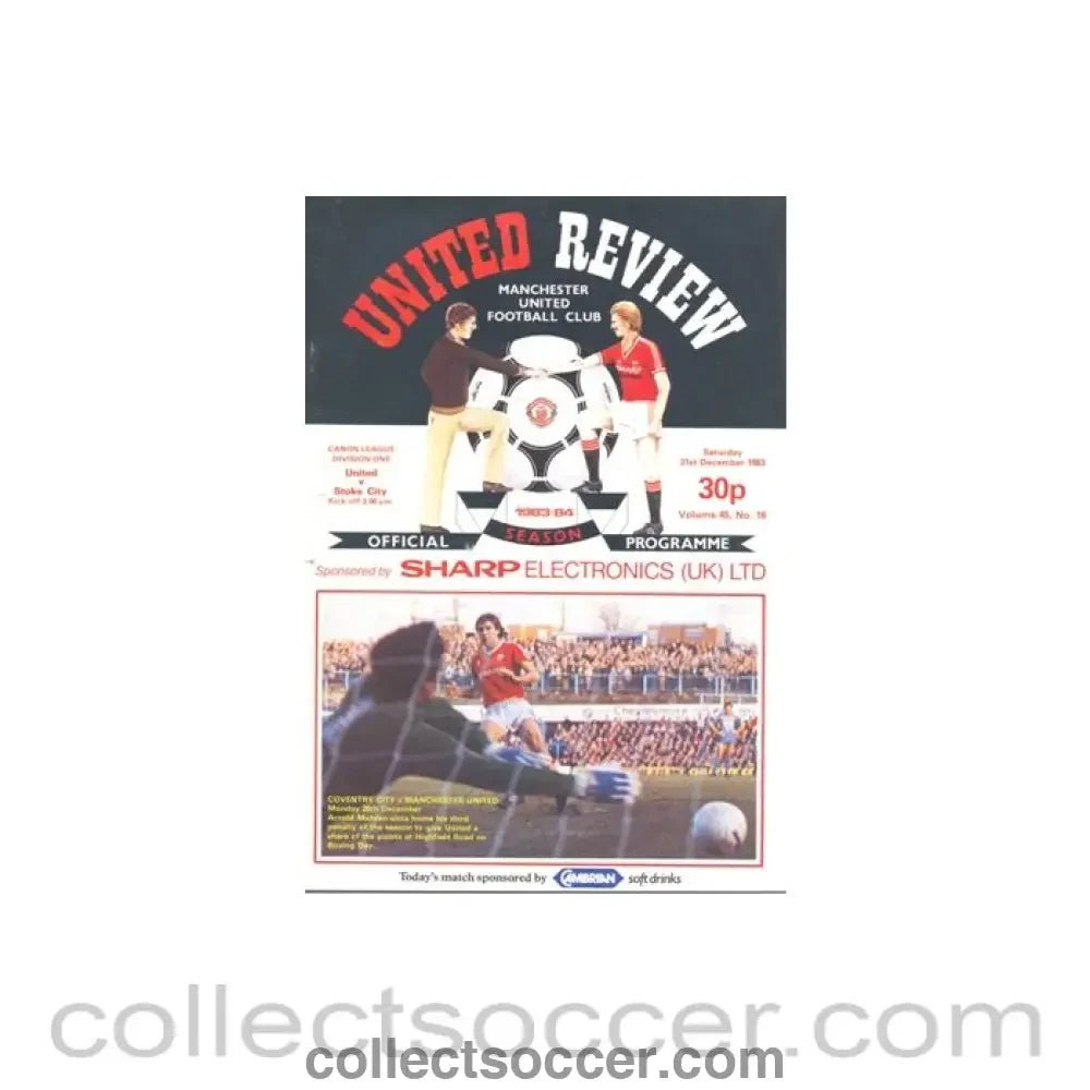 1983 - Manchester United v Stoke City official programme 31/12/1983 - Collect Soccer