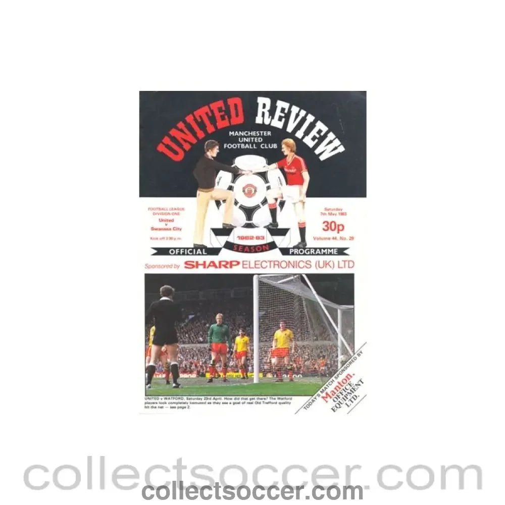 1983 - Manchester United v Swansea City official programme 07/05/1983 - Collect Soccer