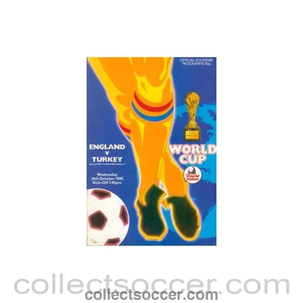 1985 England V Turkey Programme 16/10/1985 - Collect Soccer