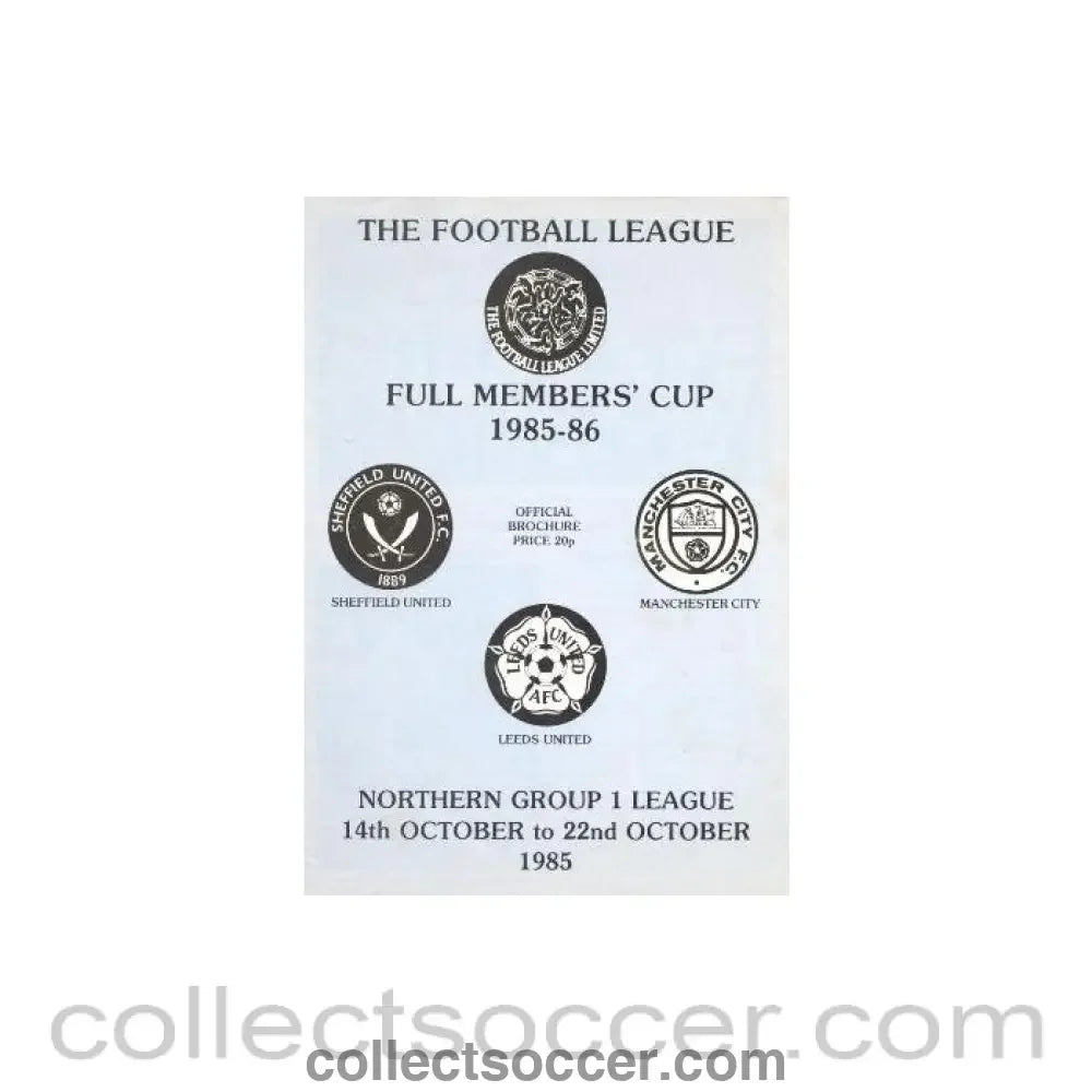 1985 - Sheffield United Manchester City and Leeds United official brochure 14-22/10/1985 The Football League Full