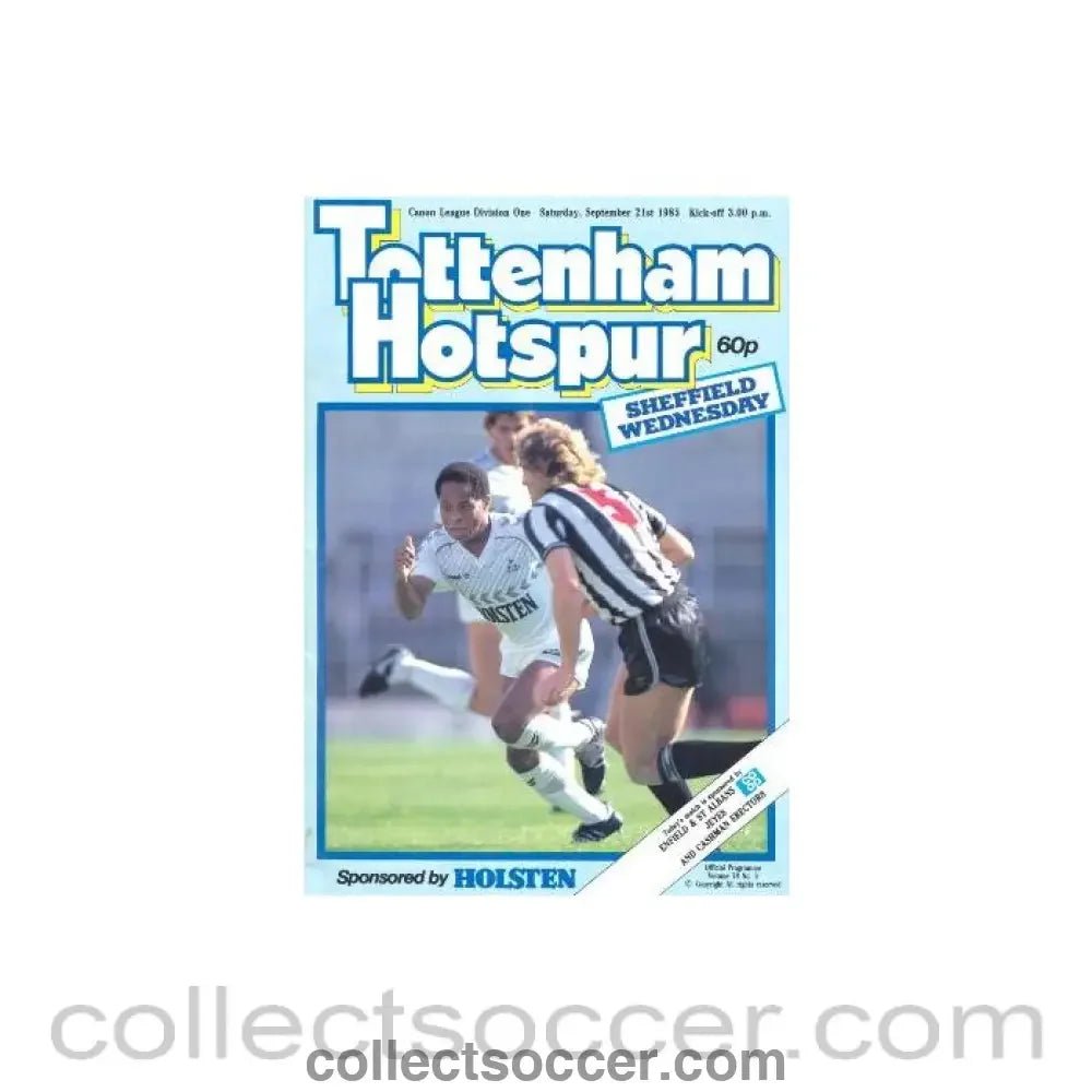 1985 - Tottenham Hotspur v Sheffield Wednesday official programme 21/09/1985 Canon League - Collect Soccer
