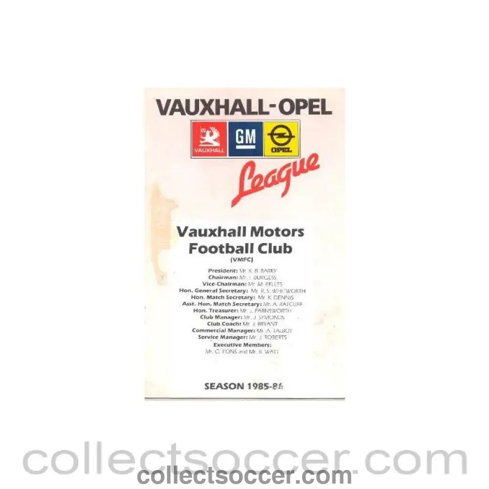 1985 - Vauxhall Motors v Luton Town official programme 21/10/1985 Vauxhall Op[el Trophy - Collect Soccer