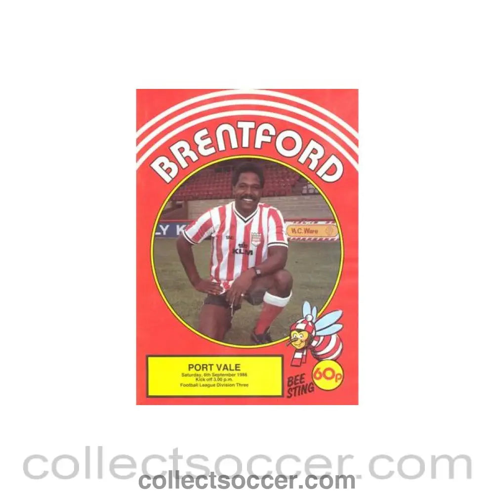 1986 - Brentford v Port Vale official programme 06/09/1986 Football League reduced price