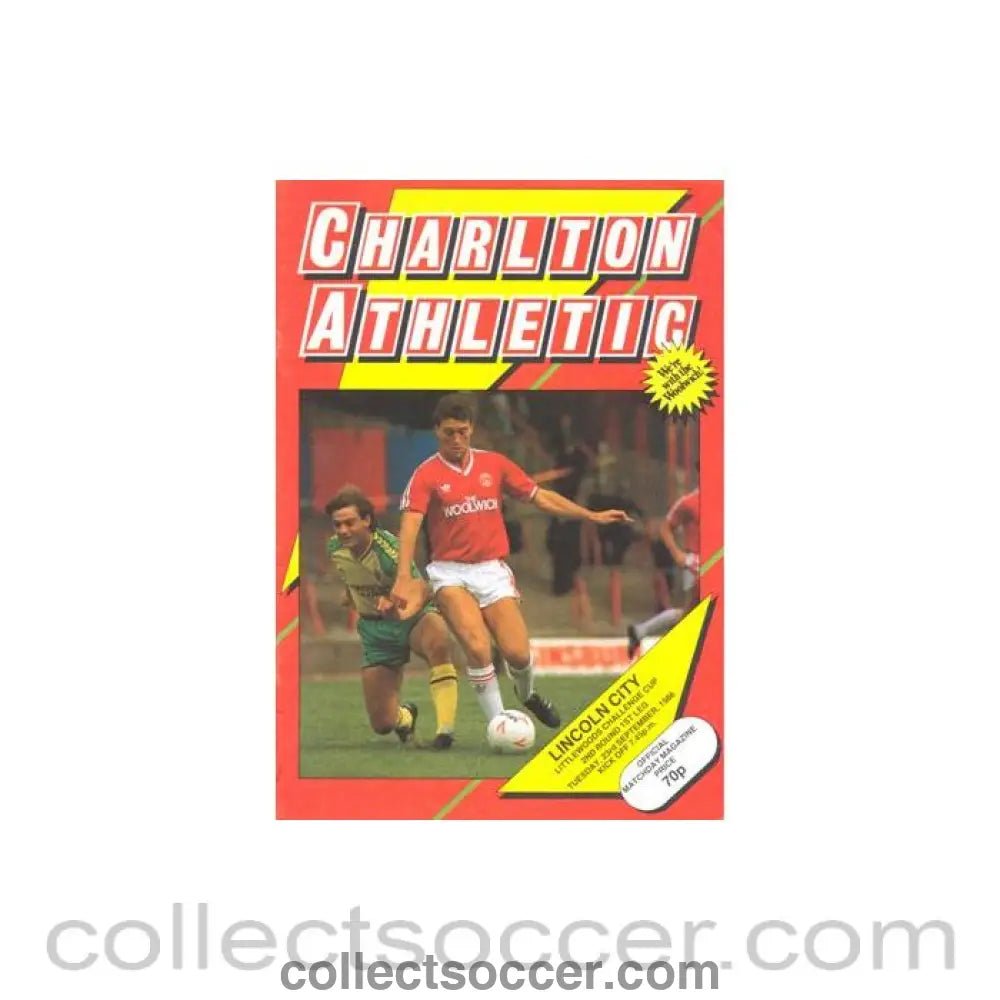 1986 - Charlton Athletic v Lincoln City official programme 23/09/1986 Littlewoods Cup - Collect Soccer