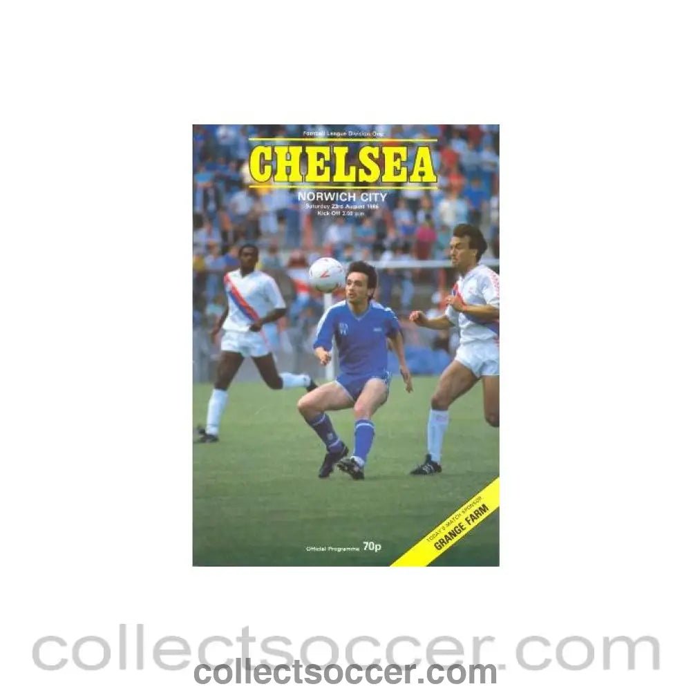 1986 - Chelsea v Norwich City official programme 23/08/1986 Football League - Collect Soccer