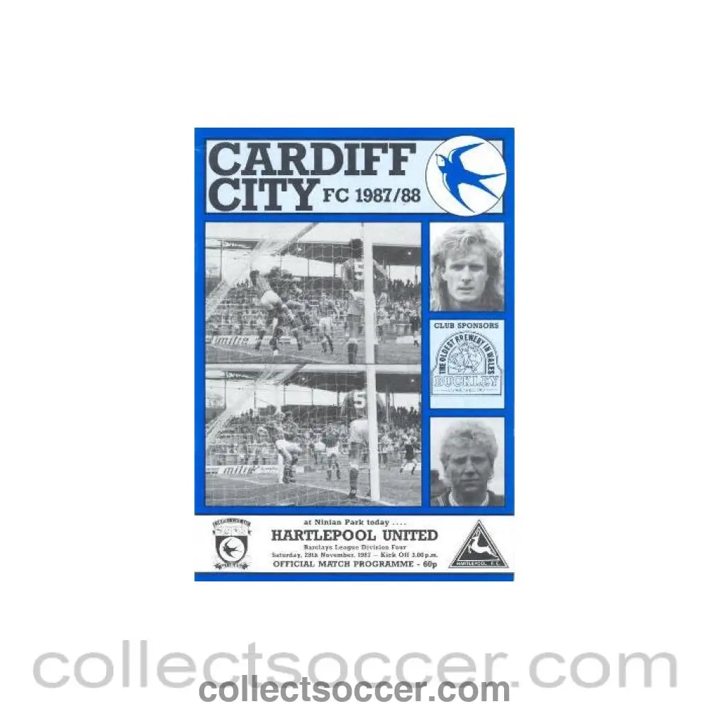 1987 - Cardiff City v Hartlepool United official programme 28/11/1987