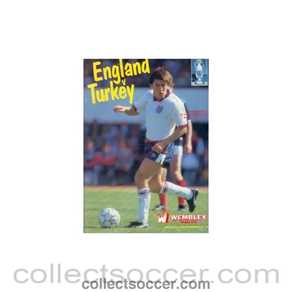 1987 England V Turkey Programme 14/10/1987 - Collect Soccer
