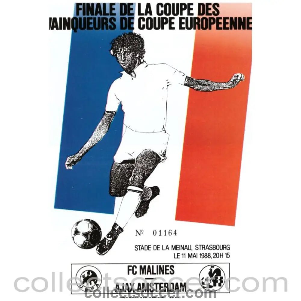1988 Cup Winners Cup Final Official Programme Malines v Ajax - Collect Soccer