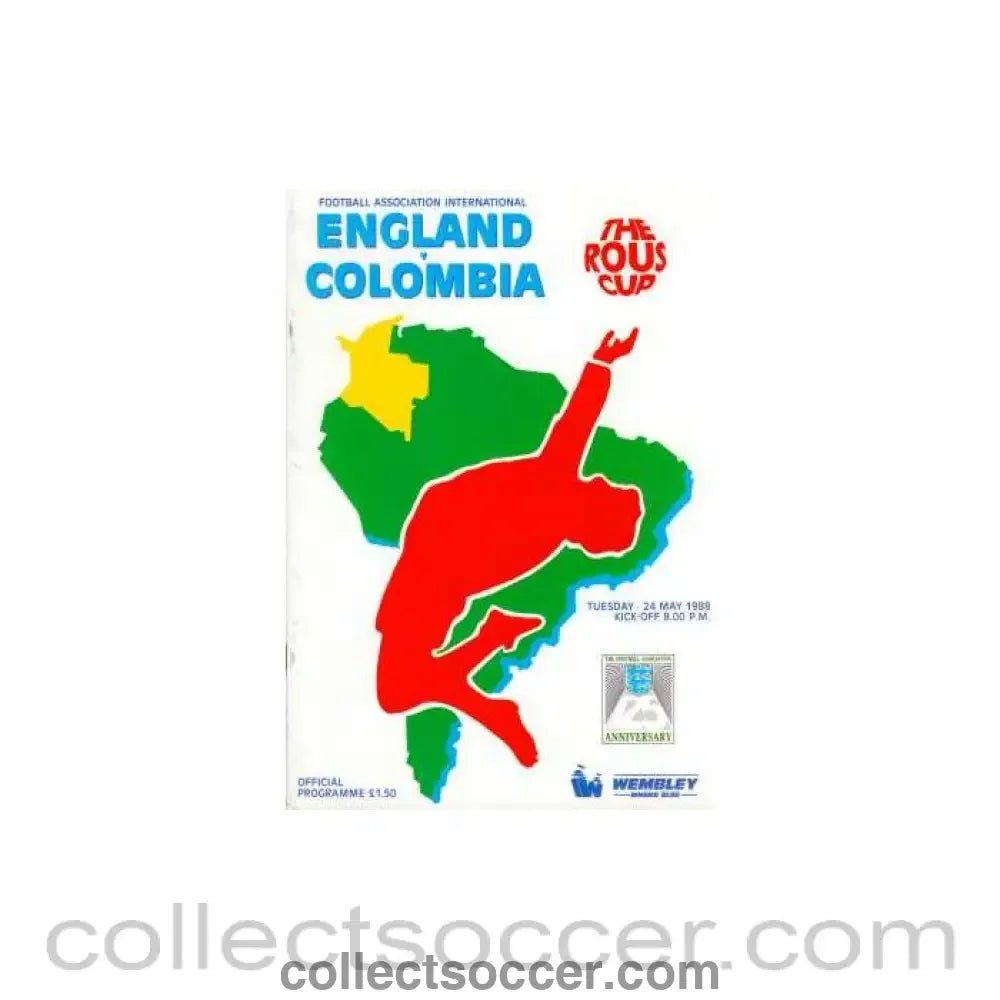 1988 England V Colombia Programme 24/05/1988 - Collect Soccer