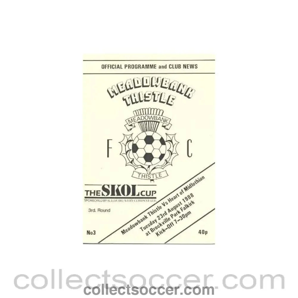 1988 - Motherwell v Heart of Midlothian official programme 23/08/1988 Skol Cup - Collect Soccer