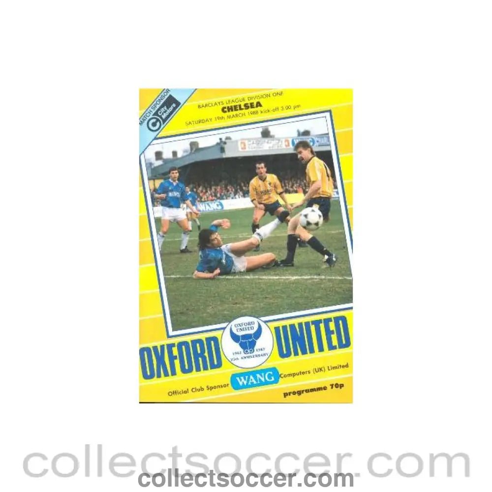 1988 - Oxford United vChelsea official programme 19/03/1988 - Collect Soccer