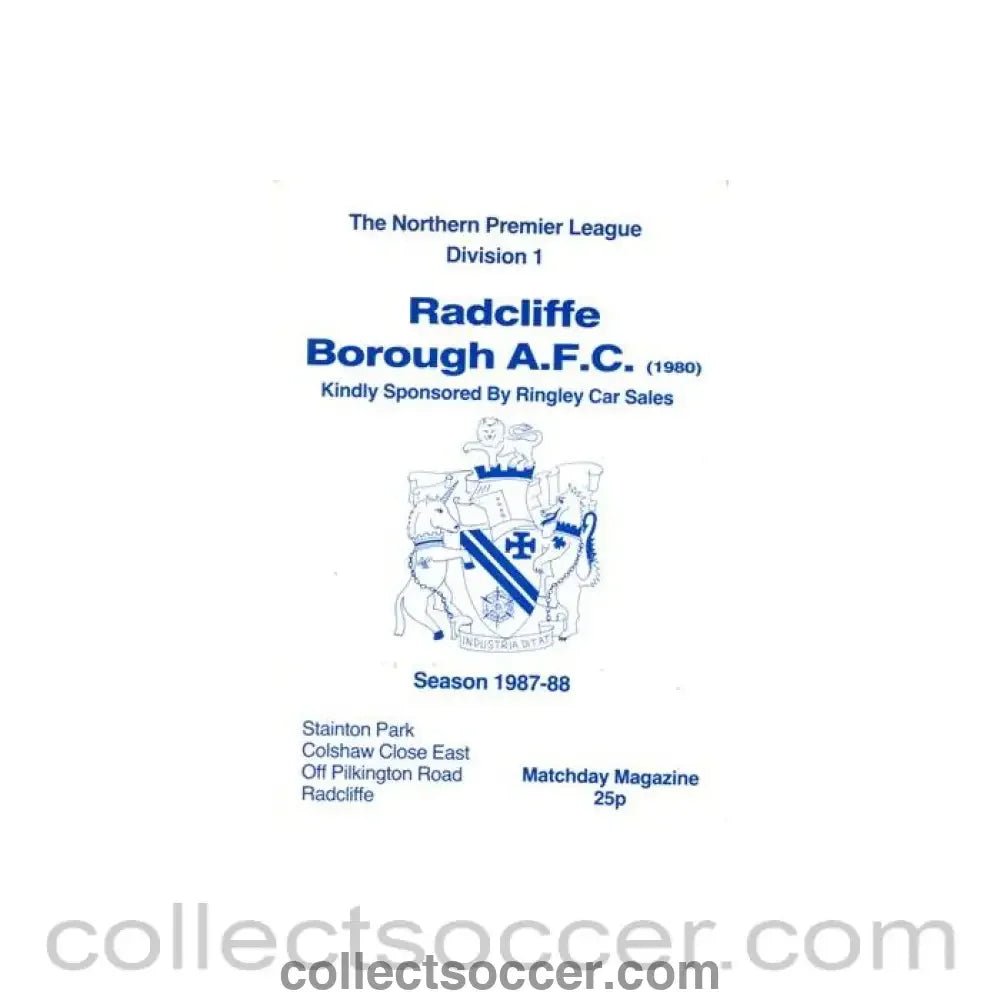 1988 - Radcliffe Borough v Leek Town official programme 25/04/1988 Northern Premier League Division 1 - Collect Soccer