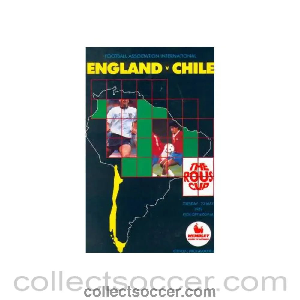 1989 England V Chile Programme 23/05/1989 - Collect Soccer