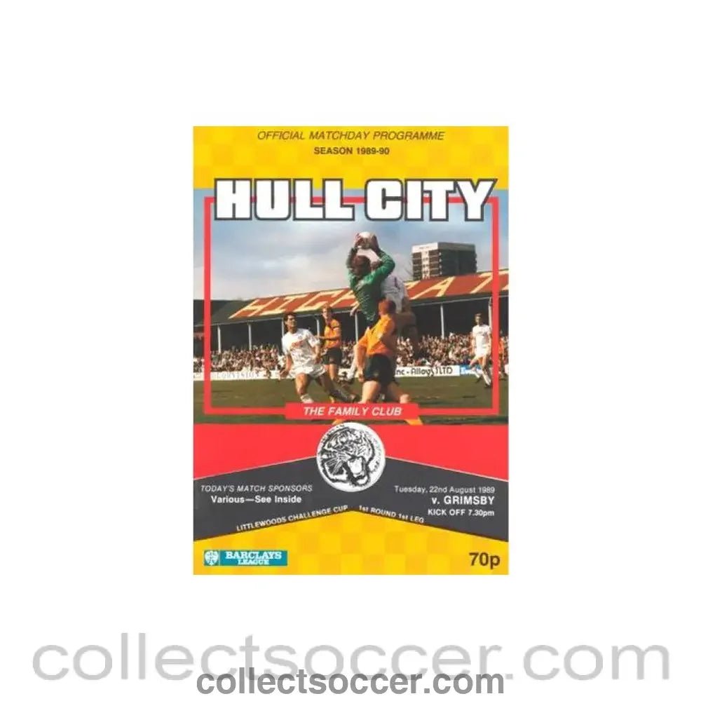 1989 - Hull City v Grimsby Town official programme 22/08/1989 Littlewoods Cup - Collect Soccer