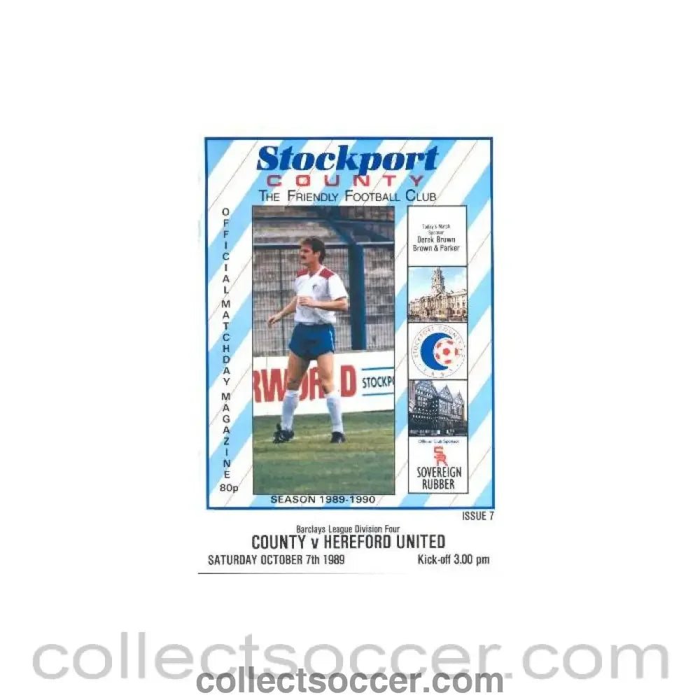 1989 - Stockport County v Hereford United official programme 07/10/1989 Football League - Collect Soccer