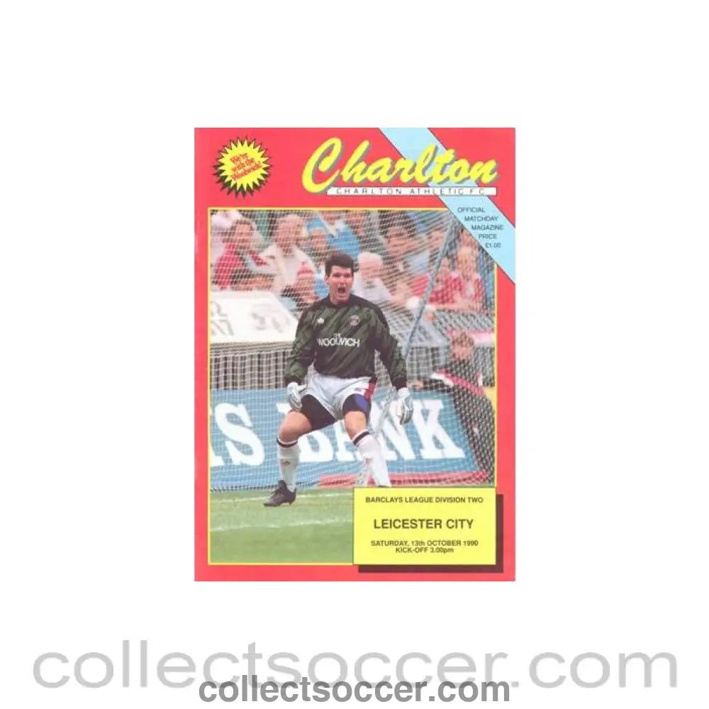 1990 - Charlton Athletic v Leicester City official programme 13/10/1990 Football League - Collect Soccer