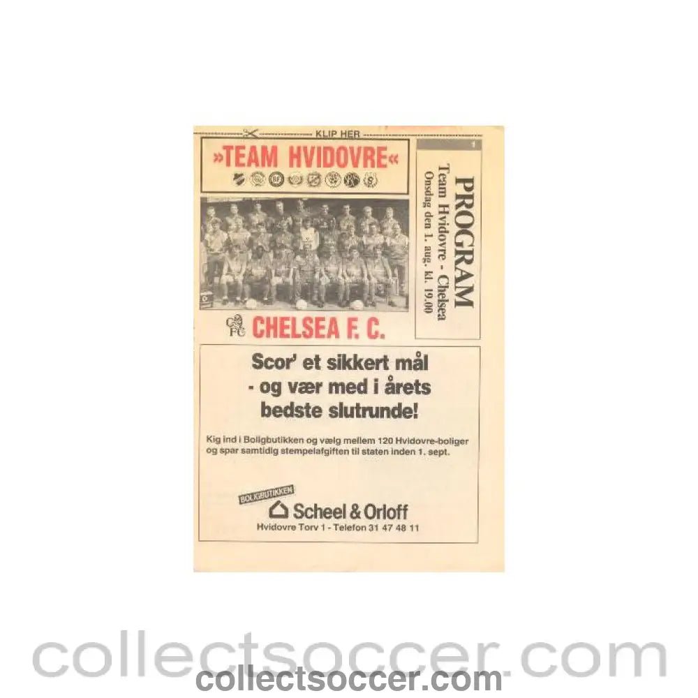 1990 - Hvidovre v Chelsea official programme 01/08/1990 - Collect Soccer