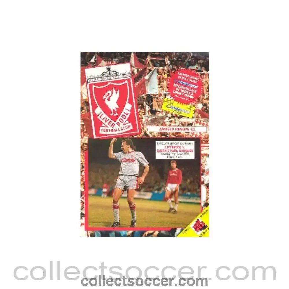 1990 - Liverpool v Queen's Park Rangers official programme 28/04/1990 - Collect Soccer