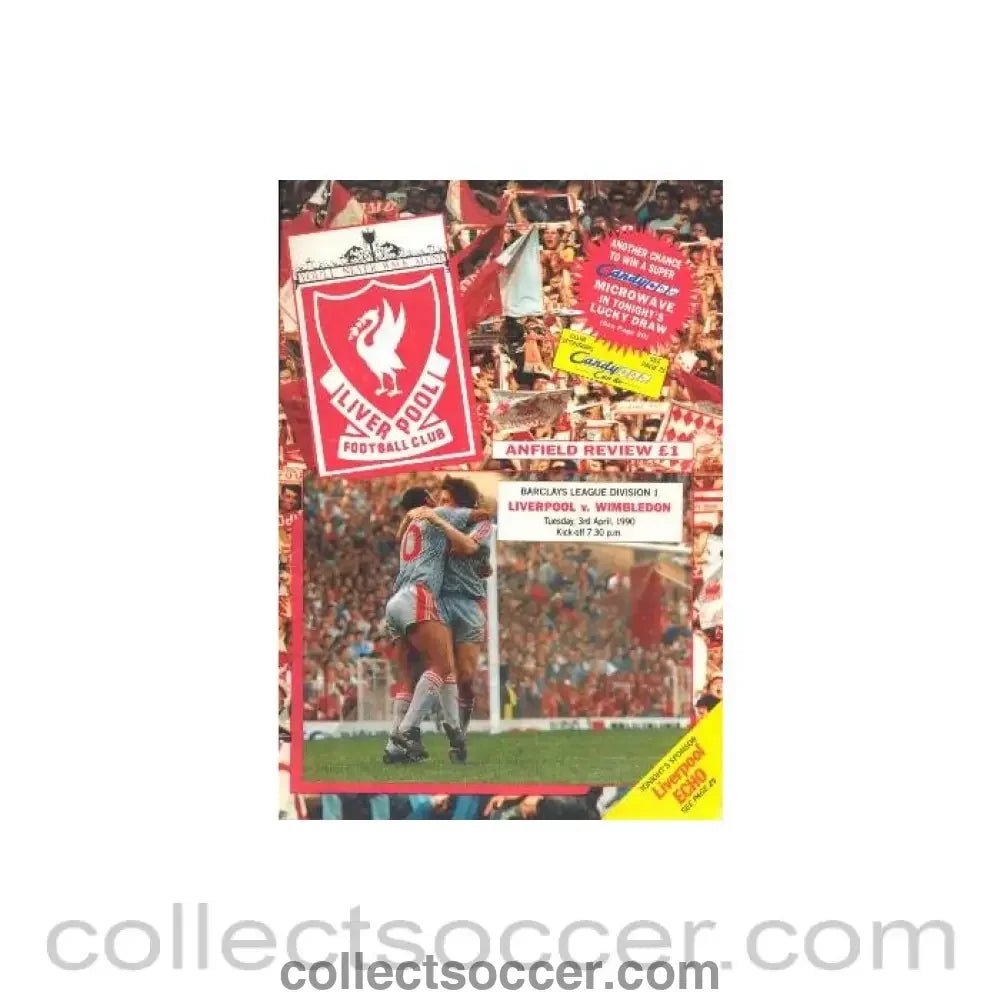 1990 - Liverpool v Wimbledon official programme 03/04/1990 - Collect Soccer