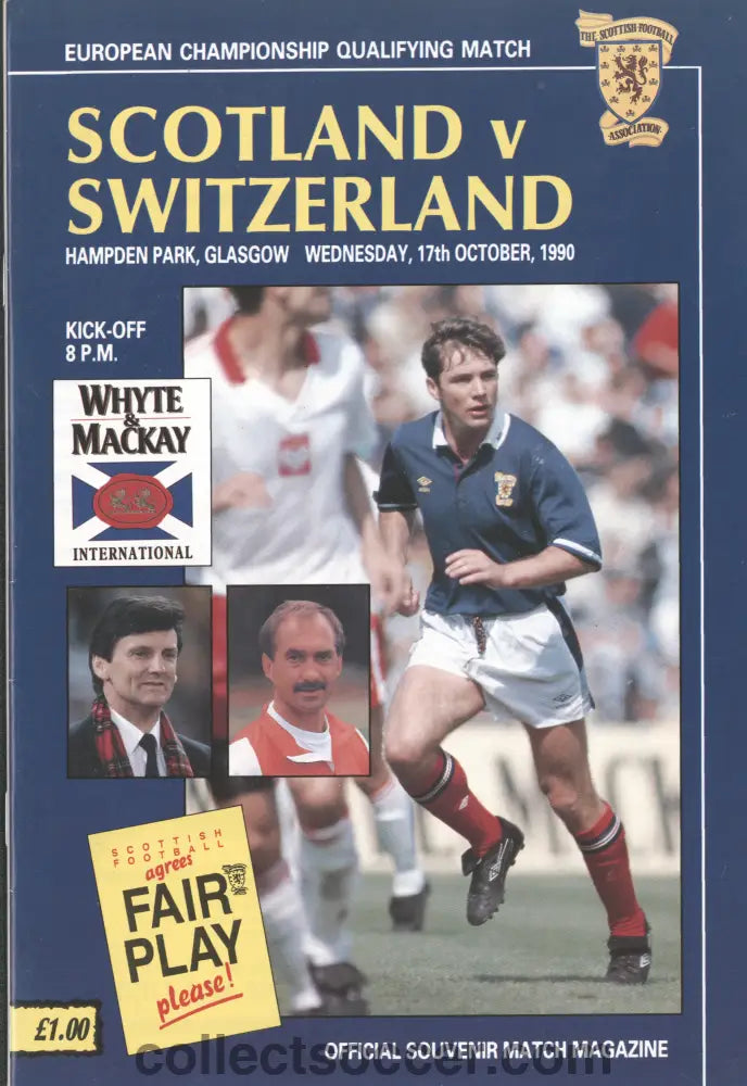 1990 Scotland v Switzerland Official Programme