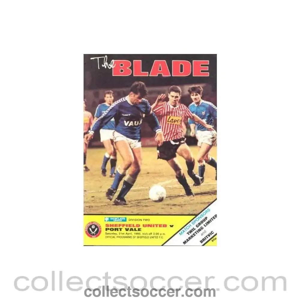 1990 - Sheffield United v Port Vale official programme 21/04/1990 - Collect Soccer