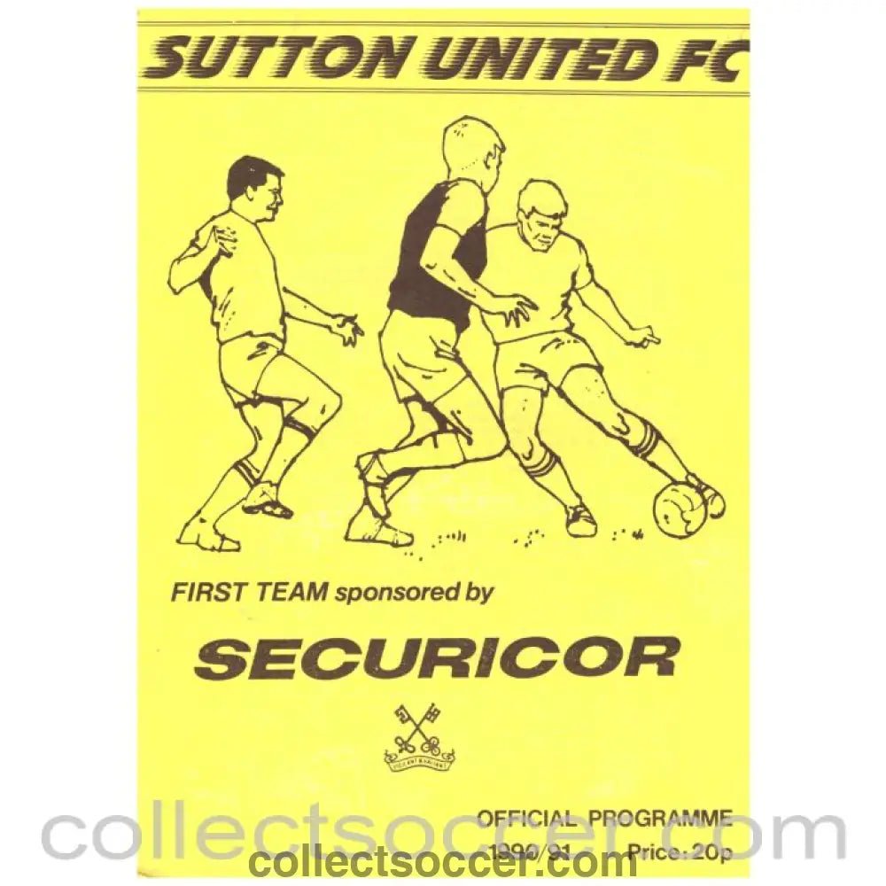 1990 Suttton United v Chelsea Football Programme - Collect Soccer