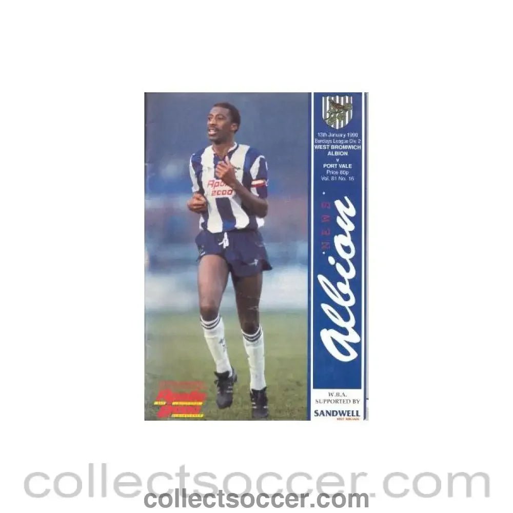 1990 - West Bromwich Albion v Port Vale official programme 13/01/1990 Football League - Collect Soccer