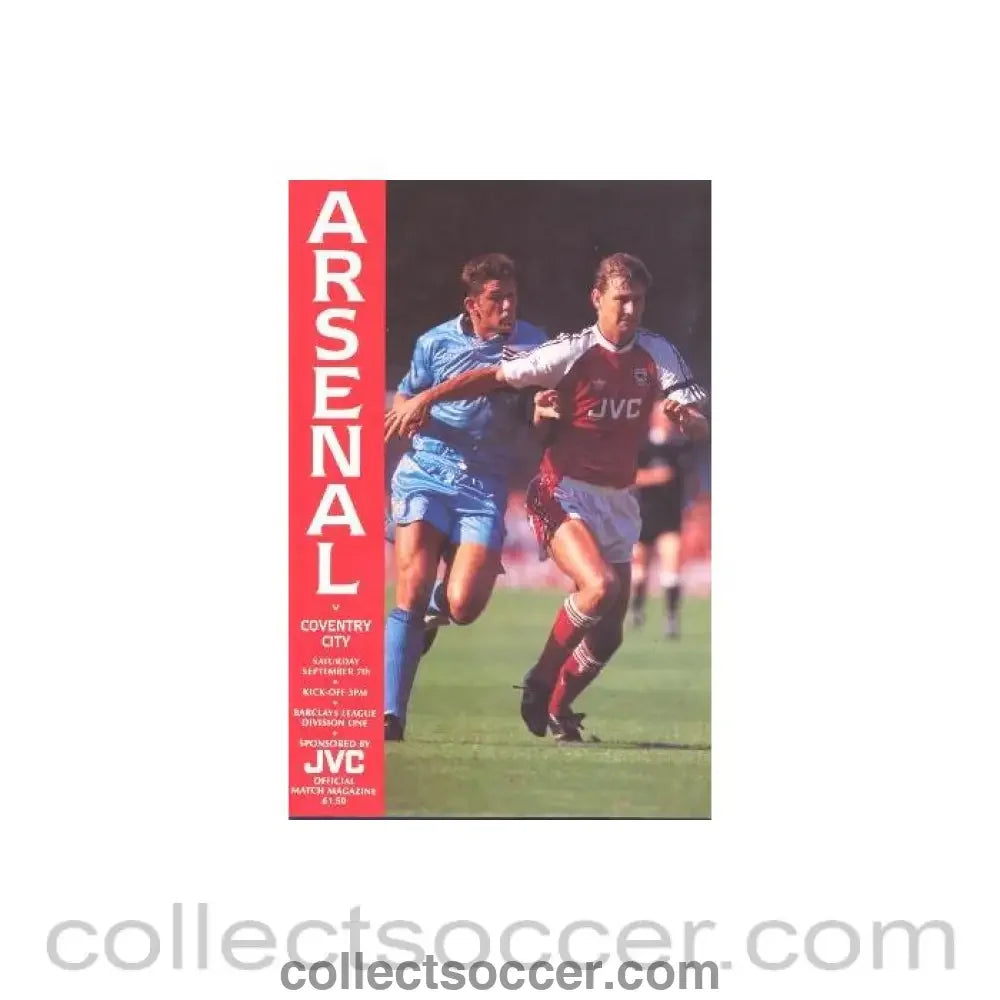 1991 - Arsenal v Coventry City official programme 07/09/1991 Football League